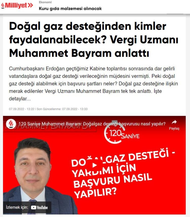 Doğalgaz desteğinden kimler faydalanabilecek? Vergi Uzmanı Muhammet Bayram anlattı.